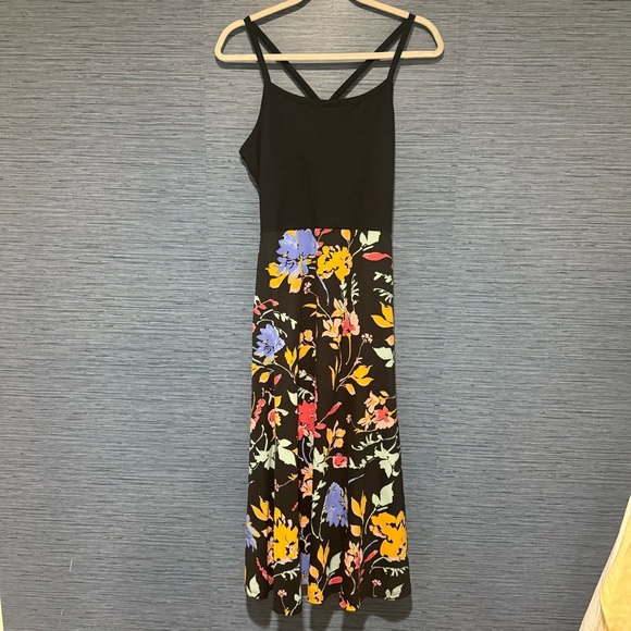 Pact Organic Cotton Fit & Flare Dress Blocked Nightfall Blooms Large NWT - Picture 3 of 9